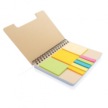 Logo trade promotional giveaway photo of: A5 Kraft spiral notebook with sticky notes