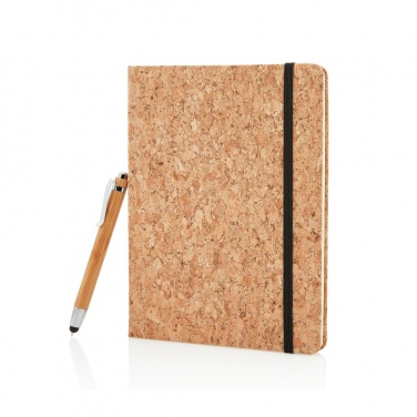 Logo trade promotional merchandise photo of: A5 notebook with bamboo pen including stylus