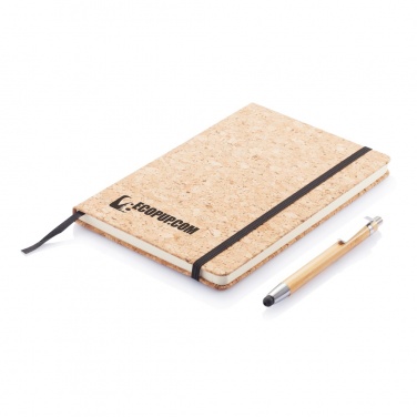 Logotrade advertising product image of: A5 notebook with bamboo pen including stylus