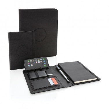 Logotrade promotional item picture of: Air 5W wireless charging portfolio A4 w/ 5000 mAh powerbank
