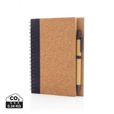 Logo trade advertising product photo of: Cork spiral notebook with pen