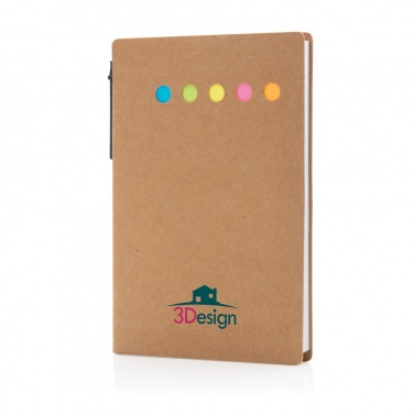 Logotrade promotional gift picture of: Kraft sticky notes A6 booklet with pen