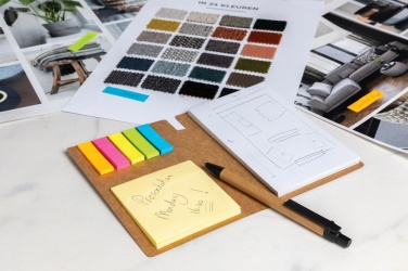 Logo trade corporate gifts image of: Kraft sticky notes A6 booklet with pen