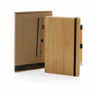 Logotrade business gifts photo of: Bamboo notebook and infinity pencil set