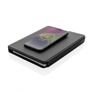 Logo trade business gifts image of: Swiss Peak RCS rePU notebook with 2-in-1 wireless charger