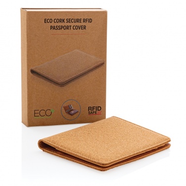 Logo trade corporate gifts image of: Cork secure RFID passport cover