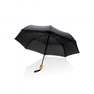 Logo trade promotional gift photo of: 21" Impact AWARE™ RPET 190T bamboo auto open/close umbrella