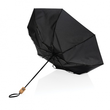 Logo trade promotional giveaways picture of: 21" Impact AWARE™ RPET 190T bamboo auto open/close umbrella