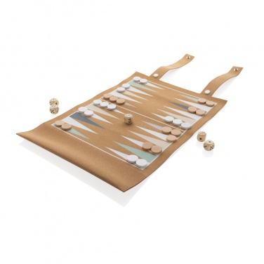 Logotrade promotional item picture of: Britton cork foldable backgammon and checkers game set