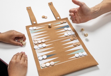 Logo trade promotional giveaway photo of: Britton cork foldable backgammon and checkers game set