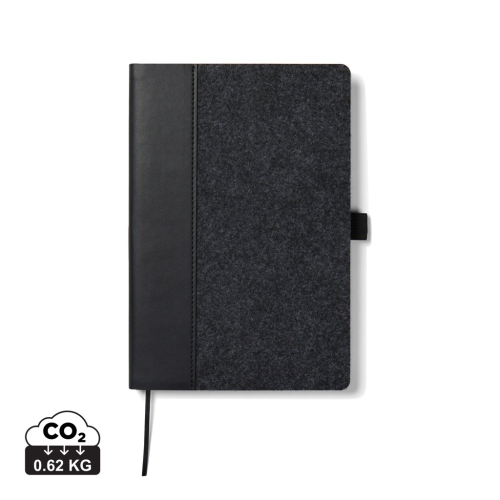 Logo trade corporate gifts picture of: VINGA Albon GRS recycled felt notebook