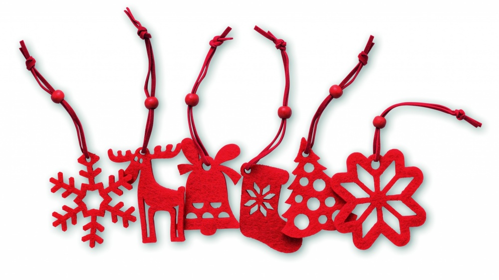 Logo trade corporate gifts image of: Set of 6 felt tree hangers