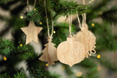 Logo trade promotional giveaway photo of: Set of wooden Xmas ornaments
