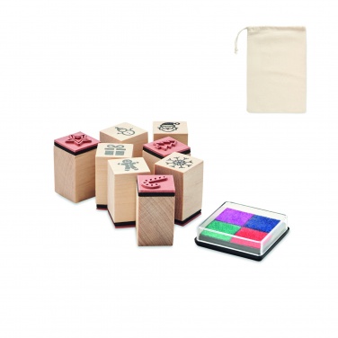Logo trade promotional product photo of: 8 wooden Christmas stamps set