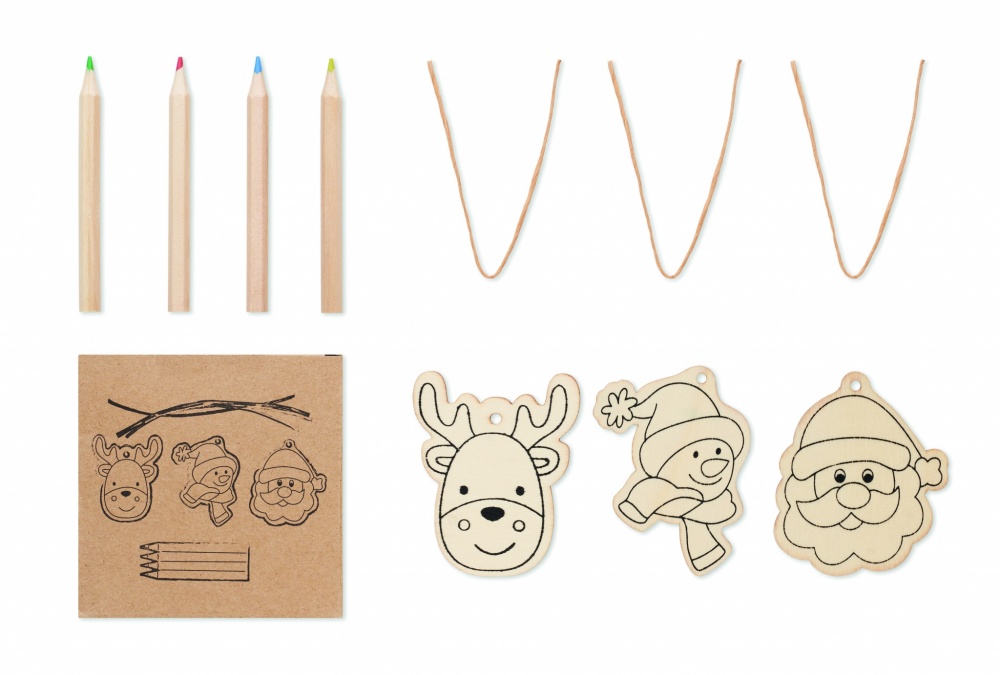 Logotrade promotional gift picture of: Drawing wooden ornaments set