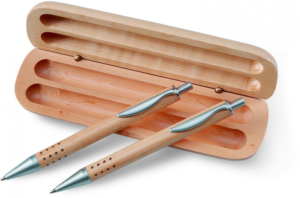 Logo trade promotional items picture of: Pen gift set in wooden box