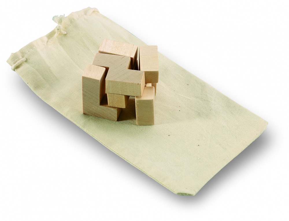 Logo trade promotional merchandise picture of: Wooden puzzle in cotton pouch