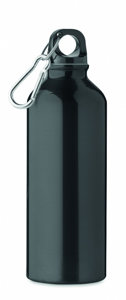Logo trade promotional merchandise image of: 500 ml single-walled water bottle made of recycled aluminum with a carabiner