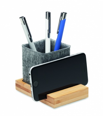 Logo trade advertising product photo of: RPET felt pen pot phone stand