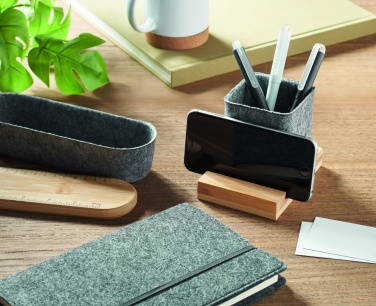 Logotrade promotional items photo of: RPET felt pen pot phone stand