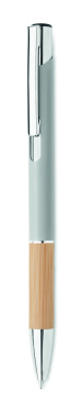 Logo trade promotional giveaways image of: Ballpoint pen made of aluminum with a bamboo grip