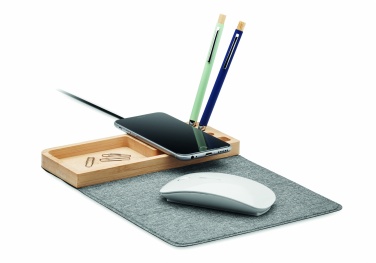 Logo trade promotional giveaway photo of: Wireless charger in bamboo 15W