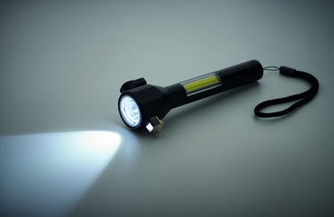 Logotrade business gifts photo of: 3-in-1 aluminum flashlight with an emergency hammer and seatbelt cutter, customizable with printing