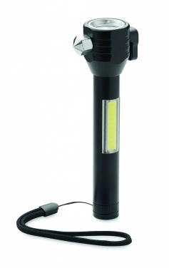 Logo trade corporate gifts picture of: 3-in-1 aluminum flashlight with an emergency hammer and seatbelt cutter, customizable with printing