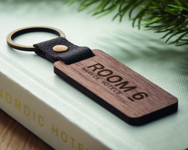 Logotrade corporate gift image of: Key ring in walnut and PU Kokkola
