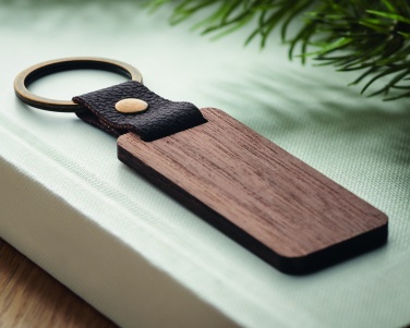 Logotrade promotional items photo of: Key ring in walnut and PU Kokkola