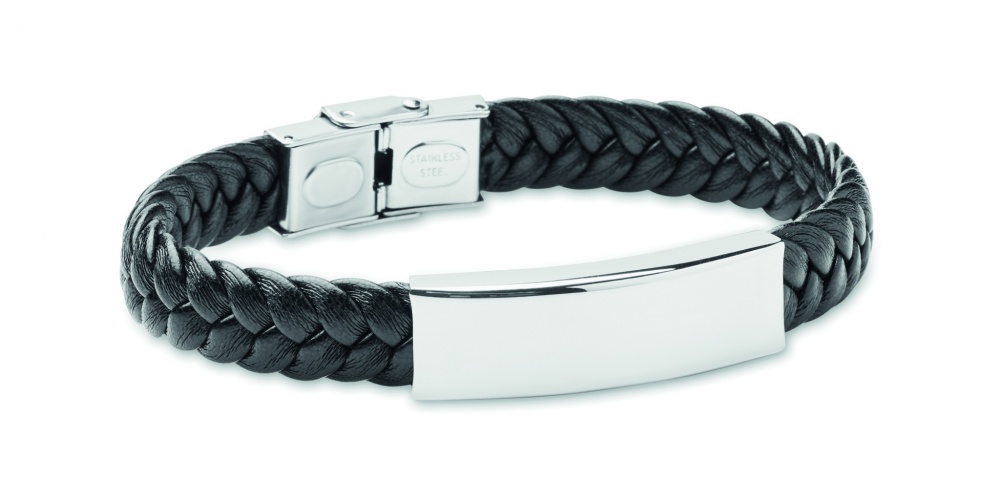 Logo trade promotional giveaways picture of: Braided faux leather bracelet