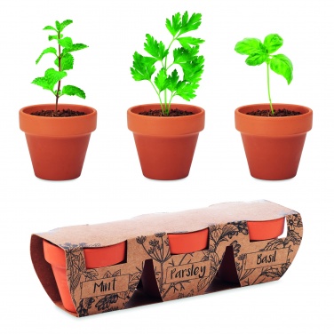 Logotrade business gift image of: Terracotta 3 herb pot set