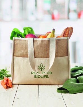 Logo trade promotional gifts picture of: Jute and canvas cooler bag