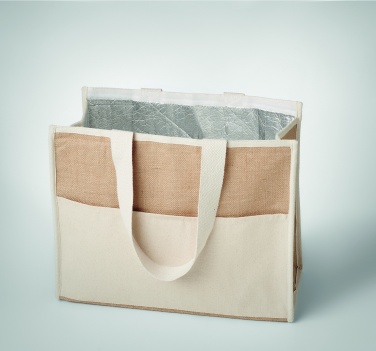 Logo trade corporate gifts picture of: Jute and canvas cooler bag