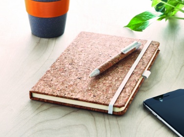 Logo trade business gifts image of: A5 cork notebook with pen
