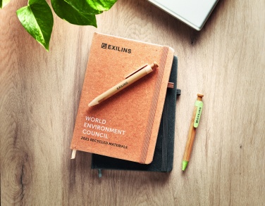 Logo trade promotional merchandise photo of: Recycled Leather A5 notebook
