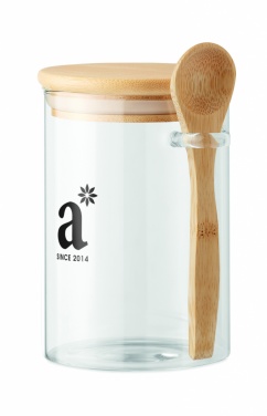 Logotrade promotional product image of: Glass jar with spoon 600 ml