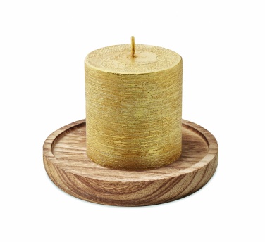 Logo trade promotional giveaway photo of: Candle on round wooden base