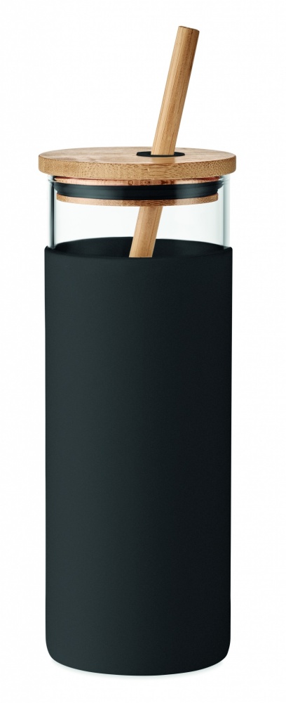 Logo trade business gift photo of: Glass tumbler 450ml bamboo lid