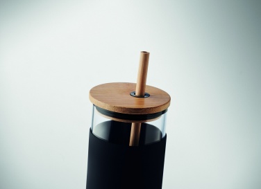 Logo trade advertising products image of: Glass tumbler 450ml bamboo lid