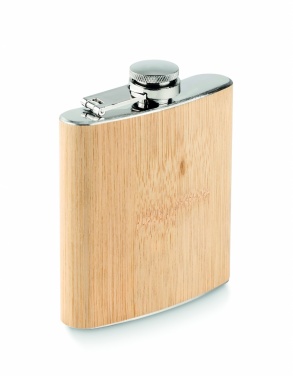 Logo trade promotional merchandise photo of: Bamboo slim hip flask 170ml