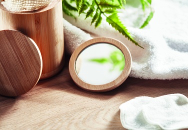 Logo trade promotional items image of: Bamboo make-up mirror