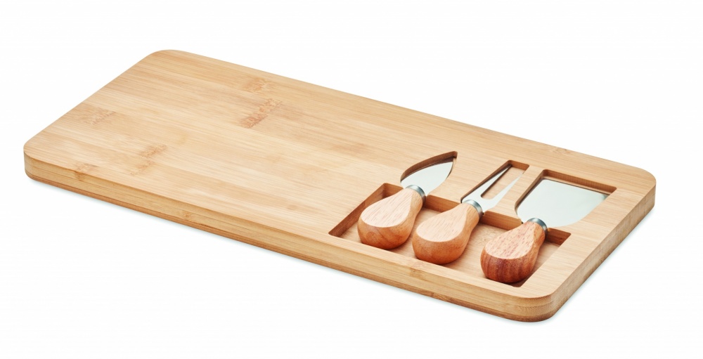 Logotrade corporate gift image of: Bamboo Cheese board set Leipzig