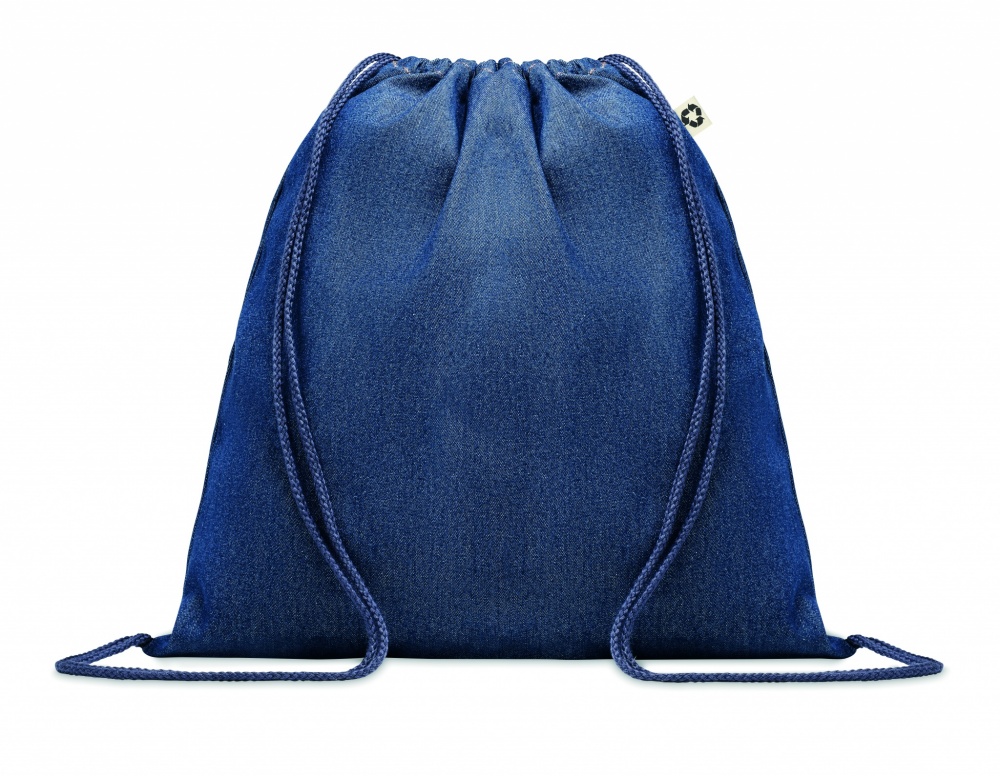 Logo trade promotional gift photo of: Recycled denim drawstring bag