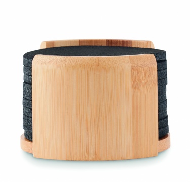 Logotrade business gift image of: RPET coasters in bamboo holder