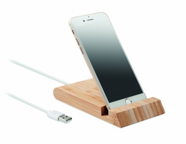 Logo trade business gift photo of: Bamboo wireless charger  10W ODOS