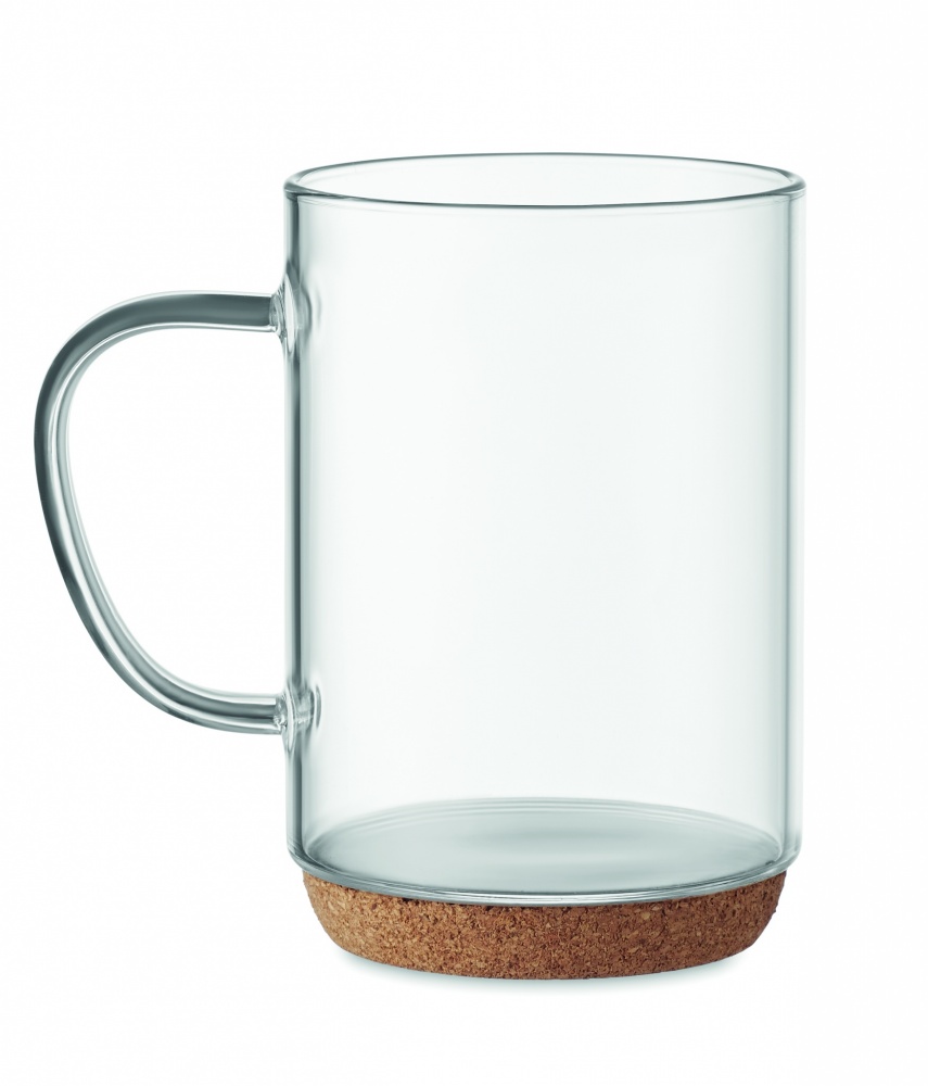 Logo trade advertising products image of: Glass mug 400ml with cork base