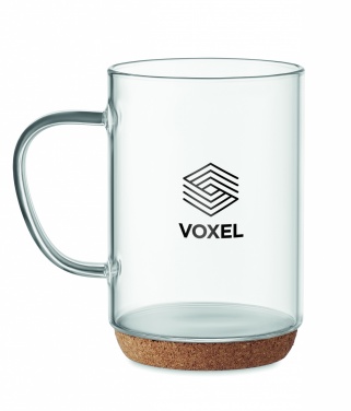 Logo trade corporate gifts image of: Glass mug 400ml with cork base