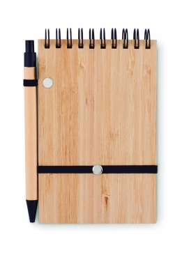 Logo trade business gift photo of: A6 bamboo notepad with pen SONORABAM