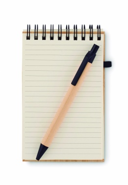 Logotrade advertising product picture of: A6 bamboo notepad with pen SONORABAM